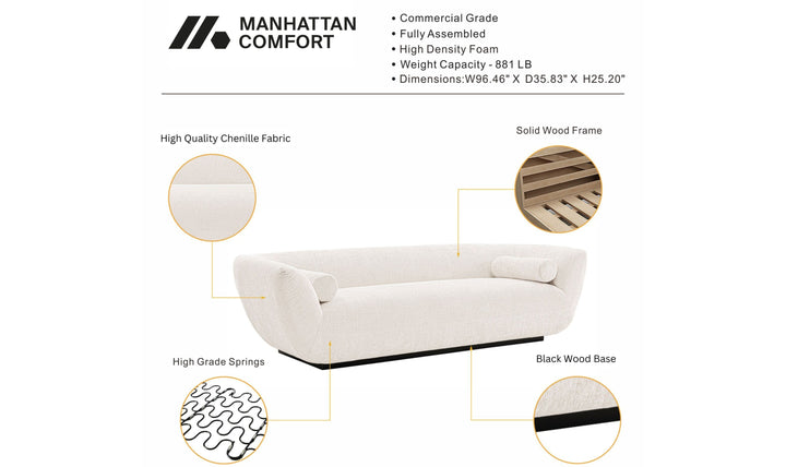 Manhattan Comfort Ulka Chenille Upholstered Sofa-JenniferFurniture