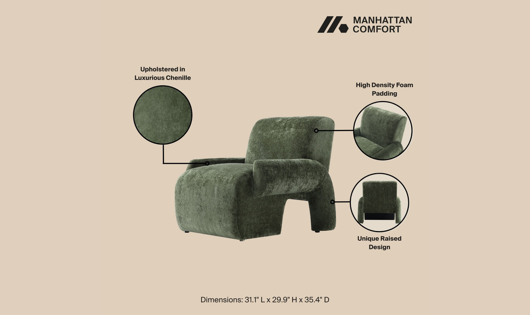 Manhattan Comfort Verandah Chenille Lounge Chair-Jenniferfurniture