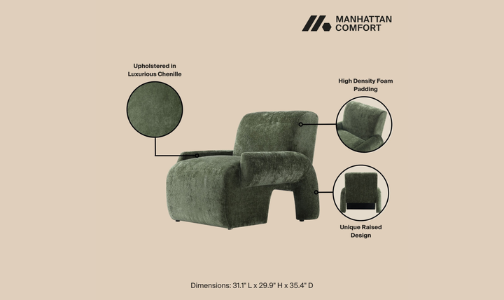 Manhattan Comfort Verandah Chenille Lounge Chair-Jenniferfurniture