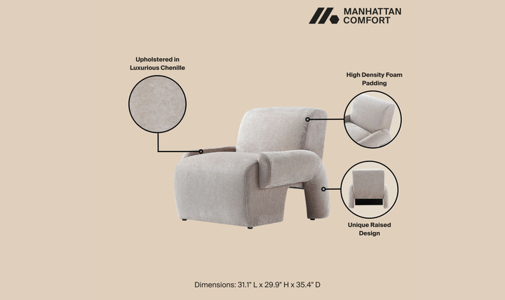 Manhattan Comfort Verandah Chenille Lounge Chair-Jenniferfurniture