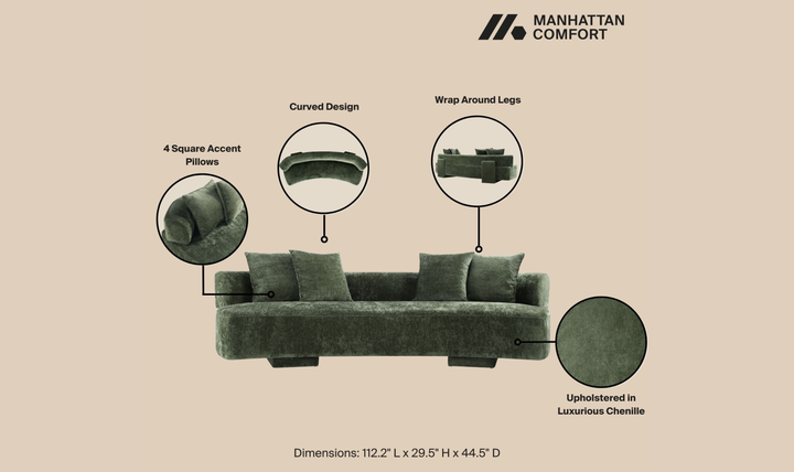 Manhattan Comfort Verandah Chenille Upholstered Sofa-JenniferFurniture