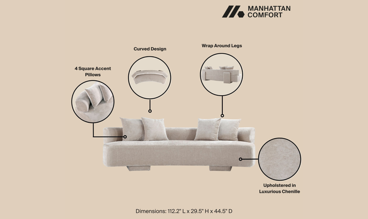 Manhattan Comfort Verandah Chenille Upholstered Sofa-JenniferFurniture