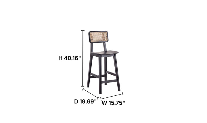 Manhattan Comfort Versailles Cane Back Wood Counter Stool