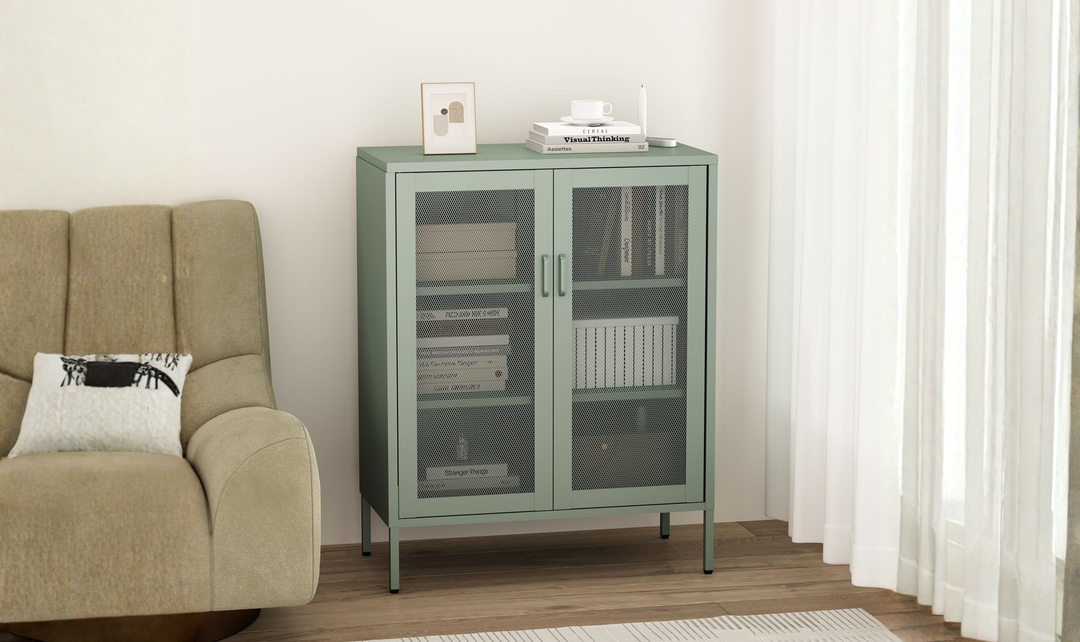 Manhattan Comfort Amelia Metal Accent Cabinet-Jennifer Furniture