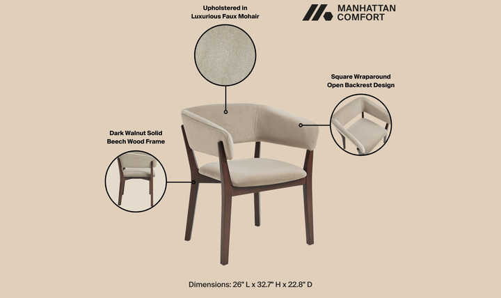 Manhattan Comfort Blake Faux Fabric Mohair Wood Base Armchair