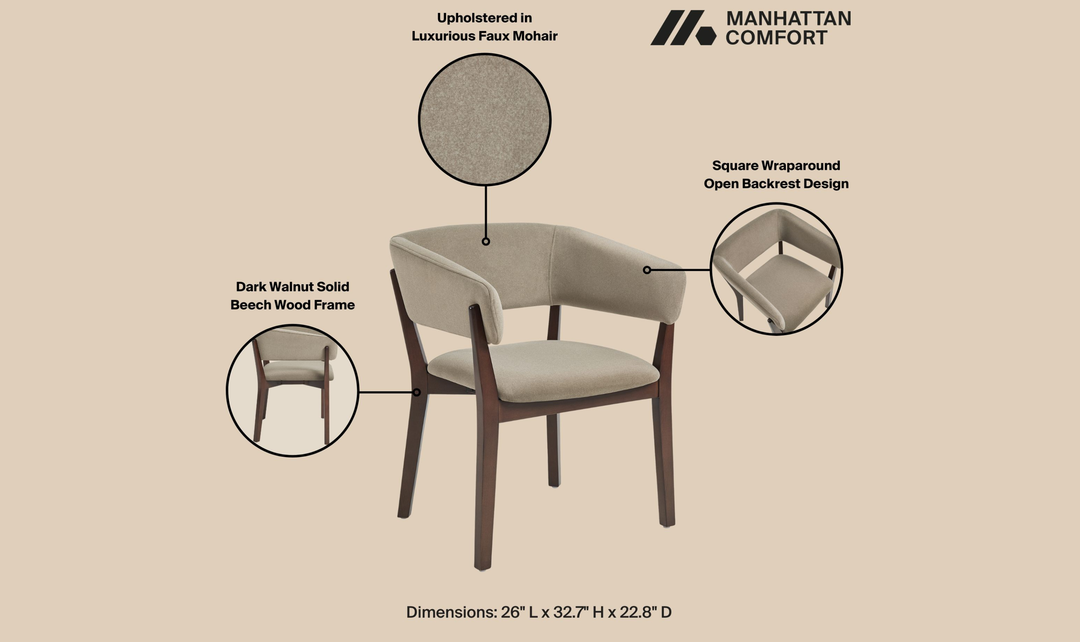 Manhattan Comfort Blake Faux Fabric Mohair Wood Base Armchair