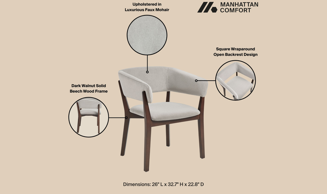 Manhattan Comfort Blake Faux Fabric Mohair Wood Base Armchair