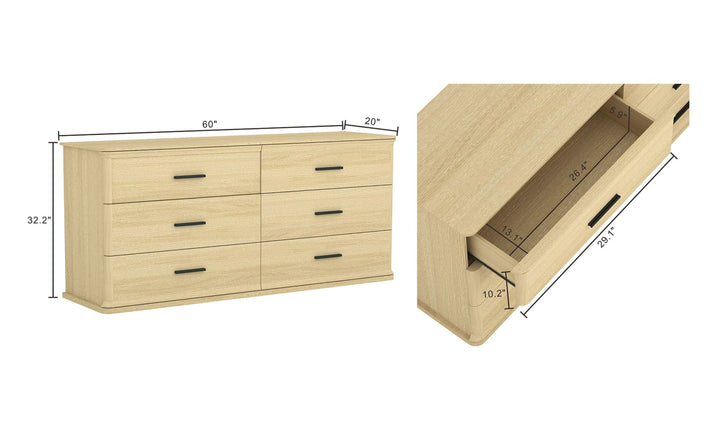 Manhattan Comfort Clifford Wooden Dresser With Six Drawers-Jennifer Furniture