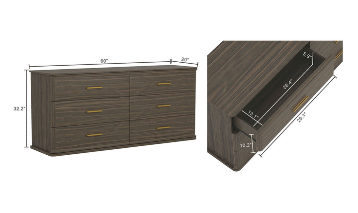 Manhattan Comfort Clifford Wooden Dresser With Six Drawers-Jennifer Furniture