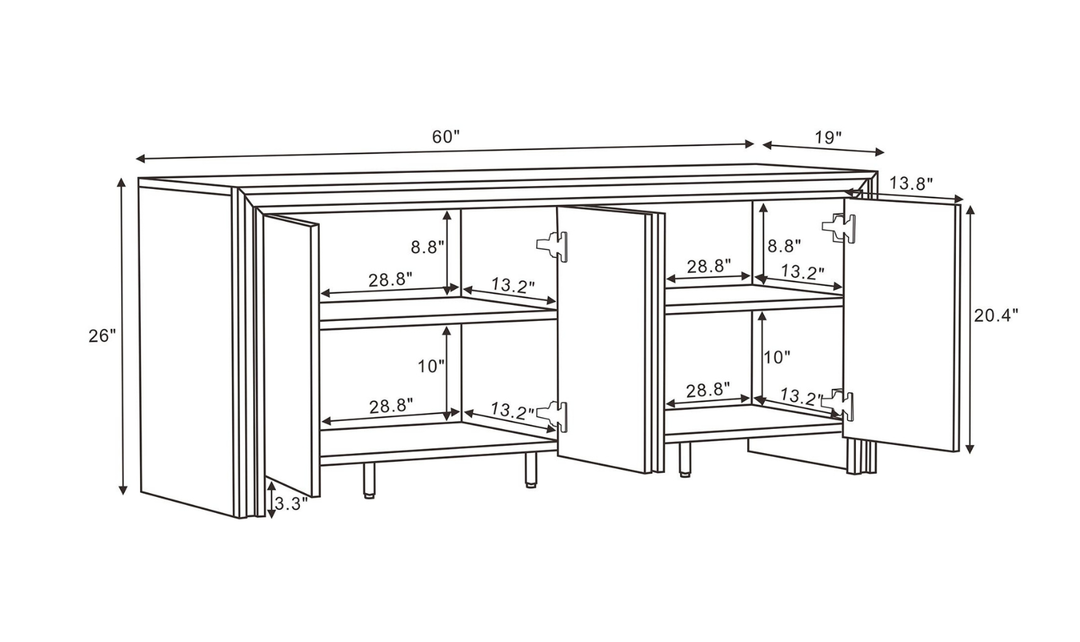 Manhattan Comfort Corin Wooden Sideboard With Four Door-Jennifer 