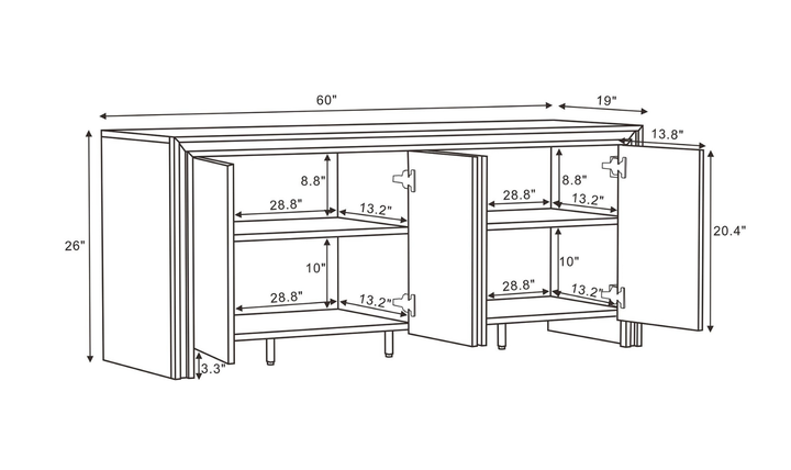 Manhattan Comfort Corin Wooden Sideboard With Four Door-Jennifer 