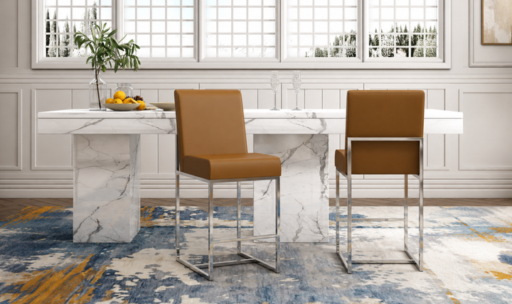 Manhattan Comfort Element Metal Upholstered Counter Stool