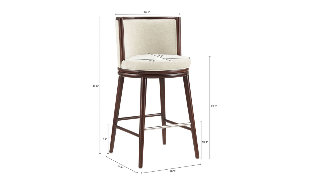 Manhattan Comfort Evalyn Wooden Upholstered Barstool-Jennifer Furniture
