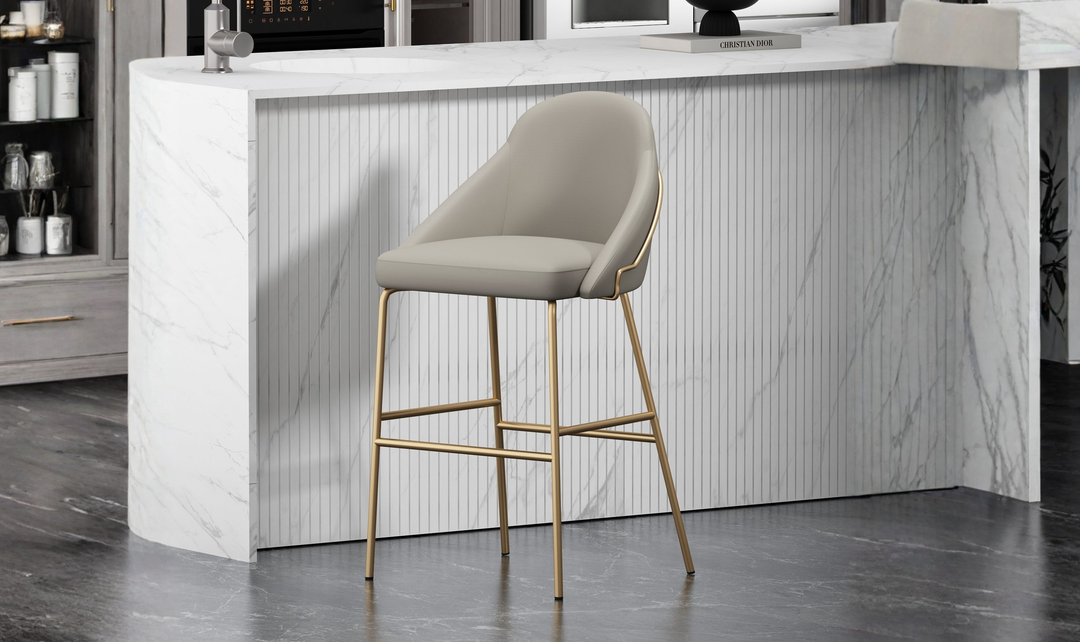 Manhattan Comfort Gracie Metal Upholstered Barstool With Two-Tone