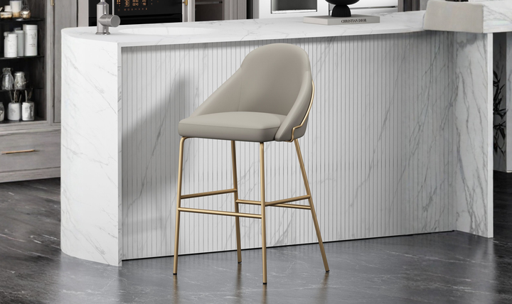 Manhattan Comfort Gracie Metal Upholstered Barstool With Two-Tone