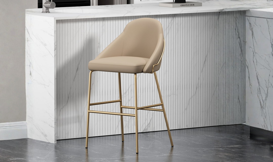 Manhattan Comfort Gracie Metal Upholstered Barstool With Two-Tone
