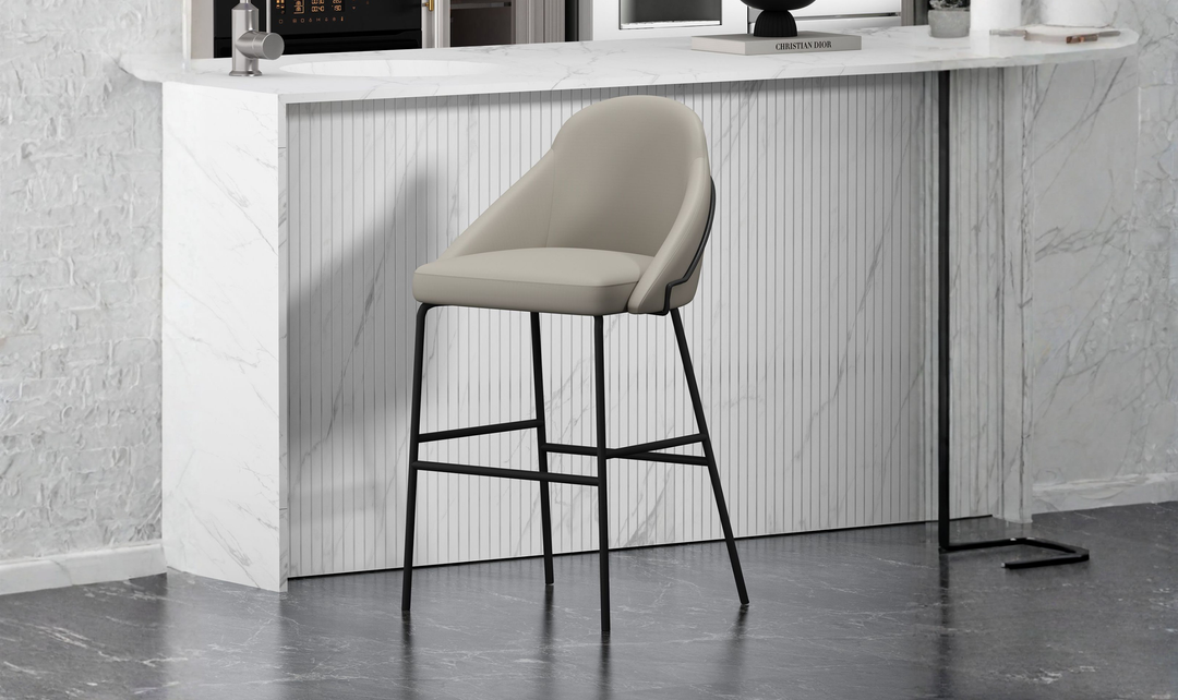 Manhattan Comfort Gracie Metal Upholstered Barstool With Two-Tone