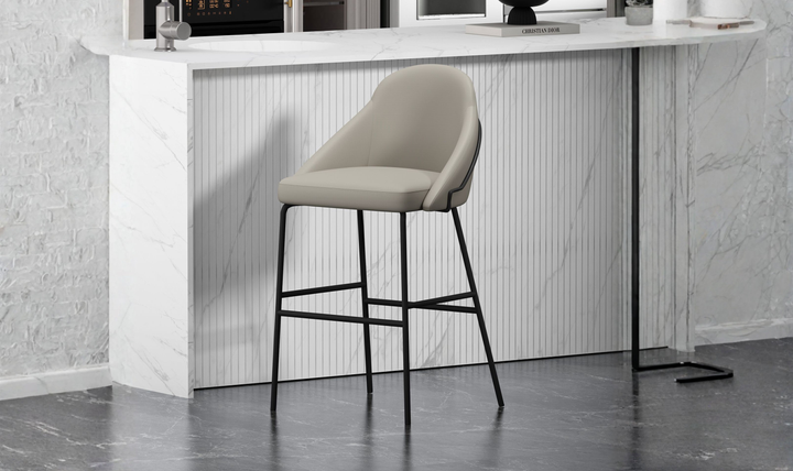 Manhattan Comfort Gracie Metal Upholstered Barstool With Two-Tone