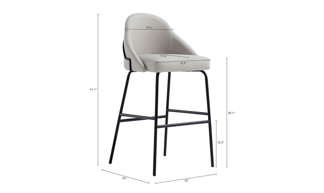 Manhattan Comfort Gracie Metal Upholstered Barstool With Two-Tone