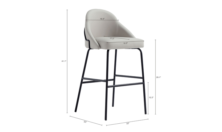 Manhattan Comfort Gracie Metal Upholstered Barstool With Two-Tone