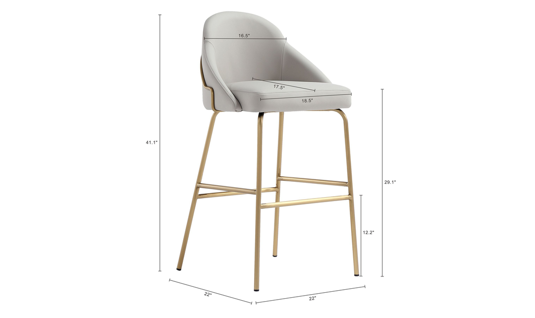 Manhattan Comfort Gracie Metal Upholstered Barstool With Two-Tone