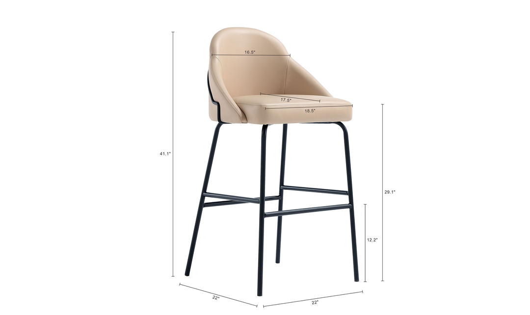 Manhattan Comfort Gracie Metal Upholstered Barstool With Two-Tone