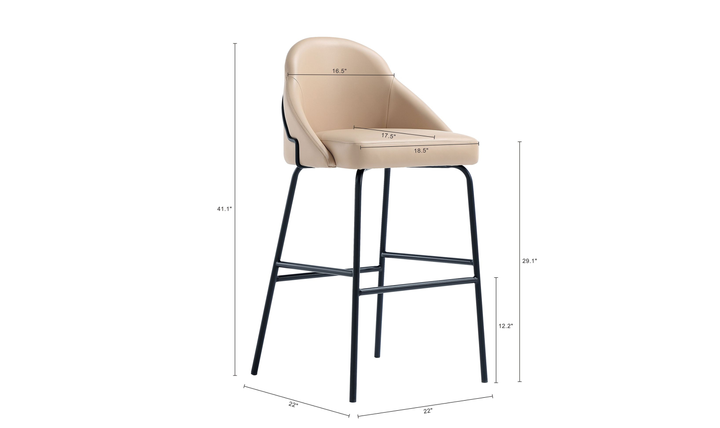 Manhattan Comfort Gracie Metal Upholstered Barstool With Two-Tone