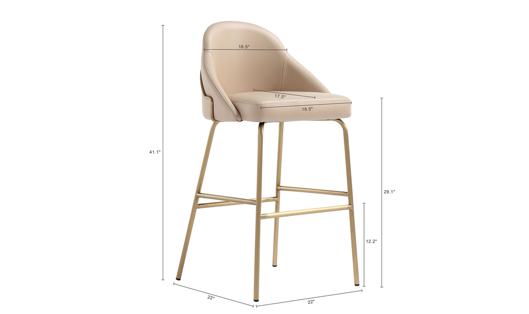 Manhattan Comfort Gracie Metal Upholstered Barstool With Two-Tone