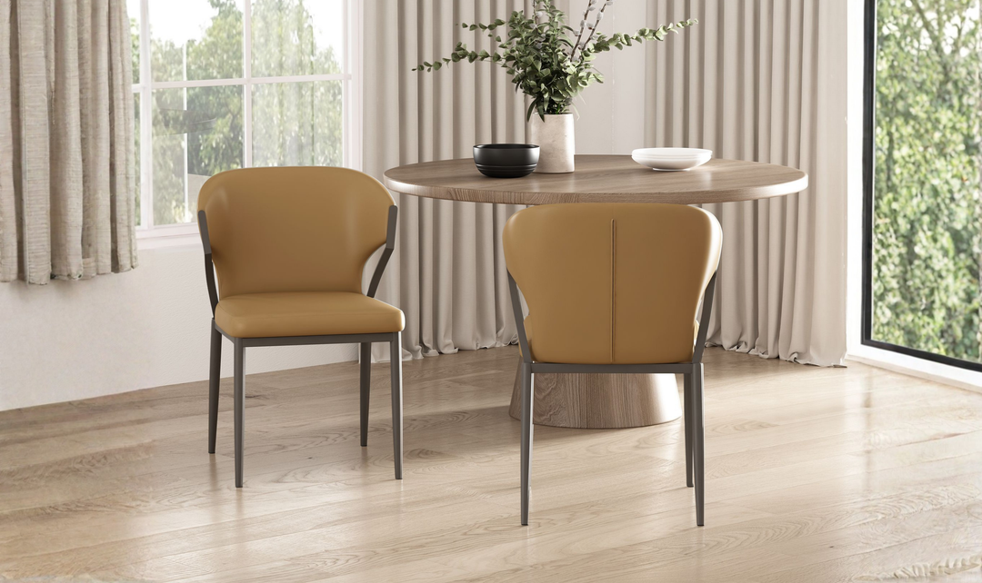 Manhattan Comfort Kirsten Metal Vegan Leather Dining Chair With Set Of Two-jennifer