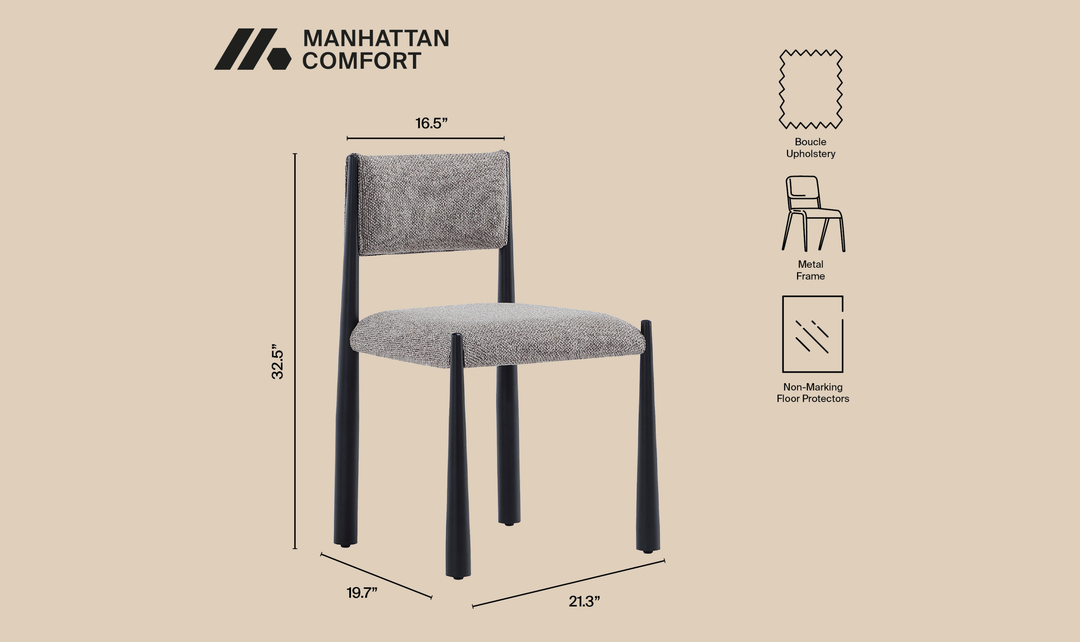 Manhattan Comfort Lennor Metal Boucle Side Chair- Jennifer Furniture