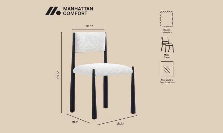 Manhattan Comfort Lennor Metal Boucle Side Chair- Jennifer Furniture