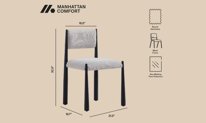 Manhattan Comfort Lennor Metal Boucle Side Chair- Jennifer Furniture