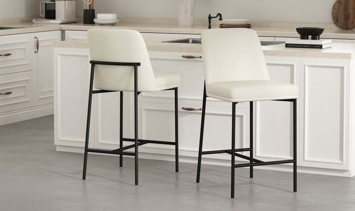 Manhattan Comfort Loft Vegan Leather Metal Counter Stool With Set of Two