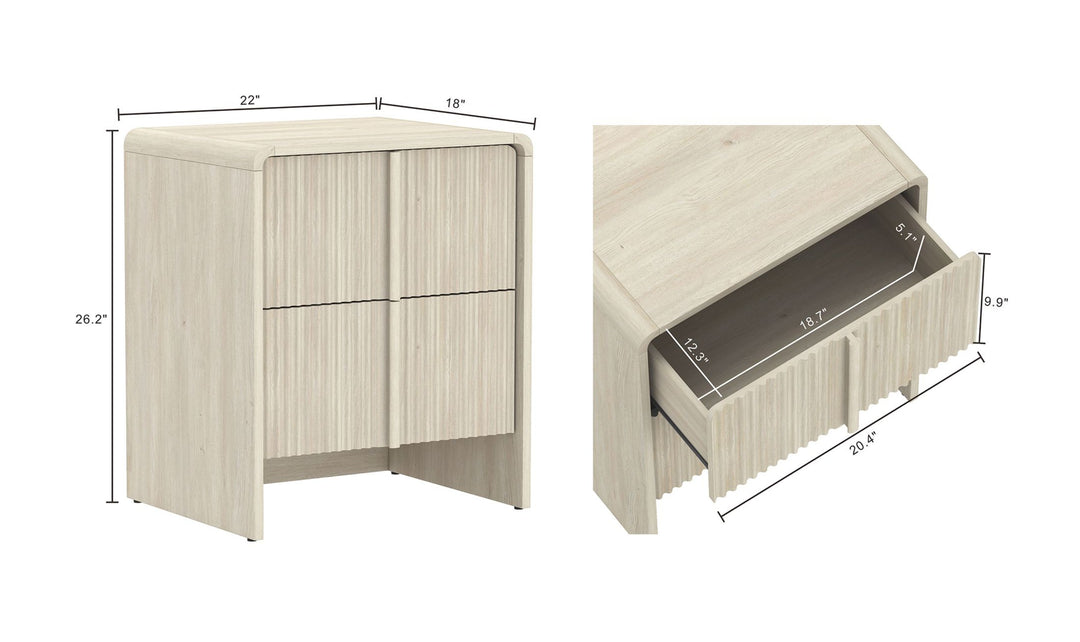 Manhattan Comfort Novara Wooden Nightstand With Two-Drawers