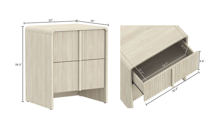Manhattan Comfort Novara Wooden Nightstand With Two-Drawers