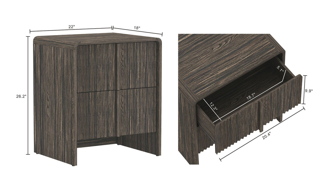Manhattan Comfort Novara Wooden Nightstand With Two-Drawers