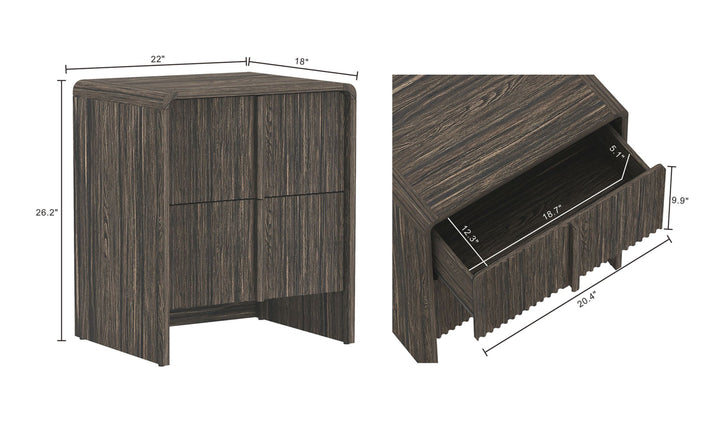 Manhattan Comfort Novara Wooden Nightstand With Two-Drawers