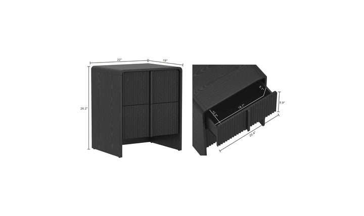 Manhattan Comfort Novara Wooden Nightstand With Two-Drawers