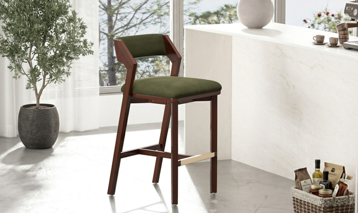 Manhattan Comfort Patricia Wood Upholstered Barstool-Jennifer