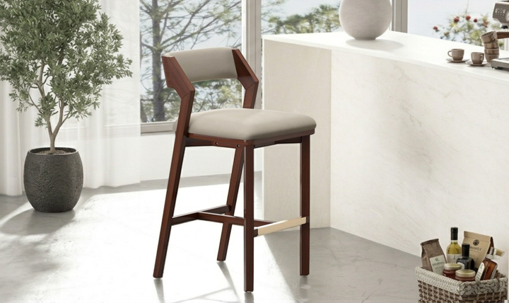 Manhattan Comfort Patricia Wood Upholstered Barstool-Jennifer