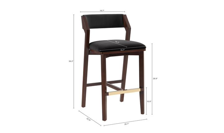 Manhattan Comfort Patricia Wood Upholstered Barstool-Jennifer