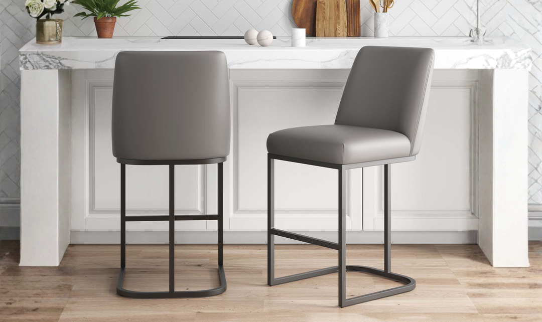 Manhattan Comfort Serena Metal Upholstered Counter Stool-Jennifer Furniture