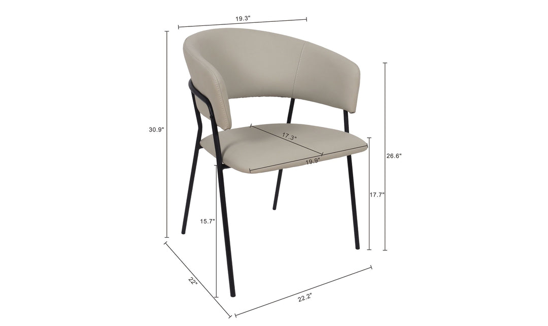 Manhattan Comfort Slate Metal Vegan Leather Armchair-Jennifer Furniture
