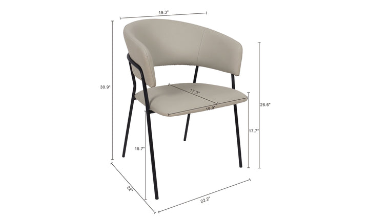 Manhattan Comfort Slate Metal Vegan Leather Armchair-Jennifer Furniture