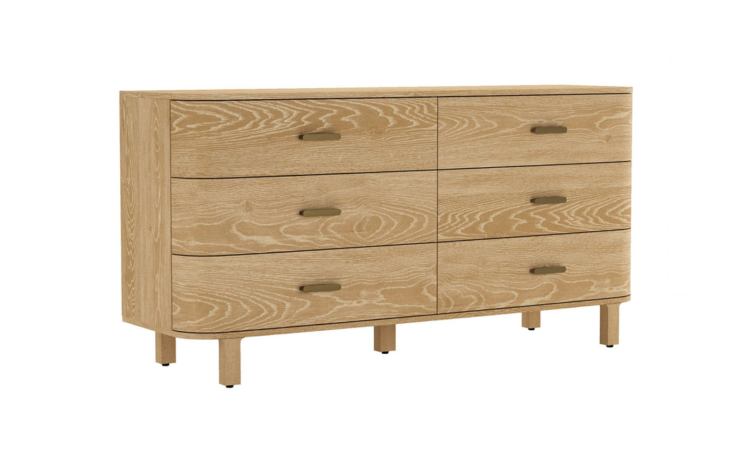 Solara 68" Solid Wood Dresser in Natural Oak (6-Drawer)-Jennifer Furniture