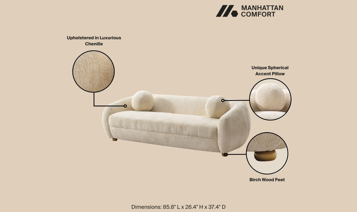Manhattan Comfort Tribeca Chenille Upholstered Sofa-JenniferFurniture