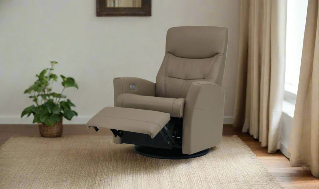 Fjords Oslo Power/Manual Leather Swivel Recliner Chair-Jennifer Furniture