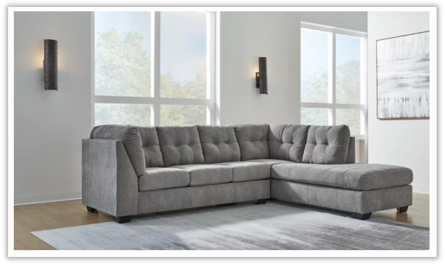 Marleton 2-Piece Tufted Fabric Sectional with Chaise