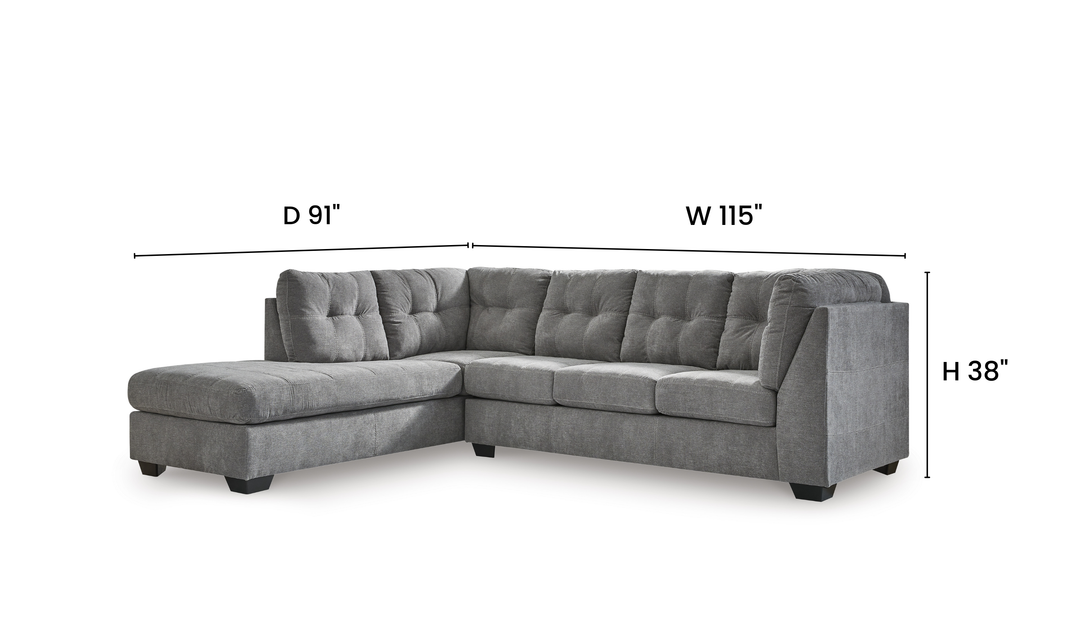 Modern Heritage Marleton 2-Piece Tufted Fabric Sectional with Chaise - Jennifer Furniture