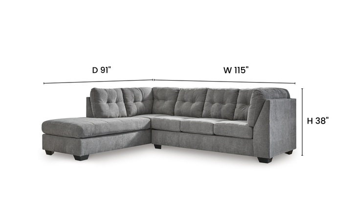 Modern Heritage Marleton 2-Piece Tufted Fabric Sectional with Chaise - Jennifer Furniture